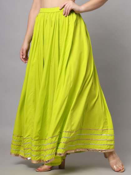 NYPA Solid Flared Maxi Skirts