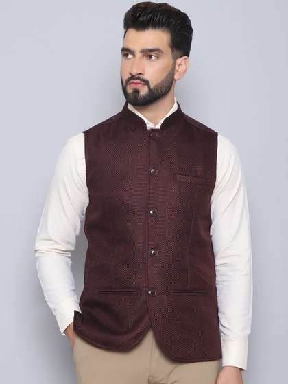 even Woven Design Nehru Jacket