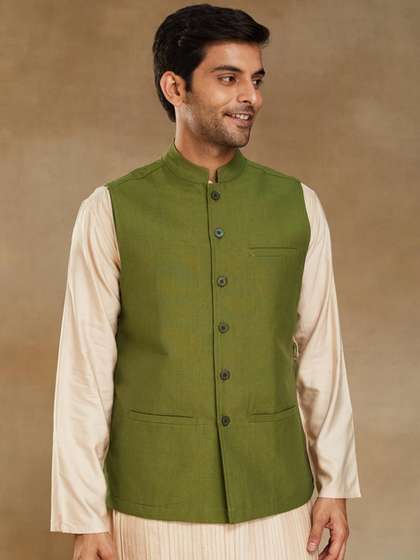 Fabindia Cotton Woven Nehru Jacket