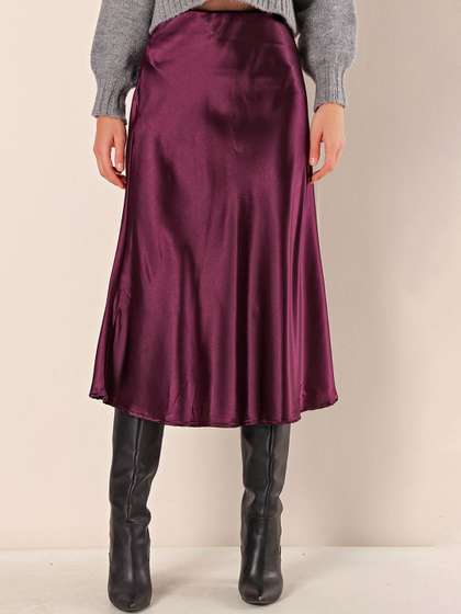 BIGDART Solid A-Line Midi Skirts