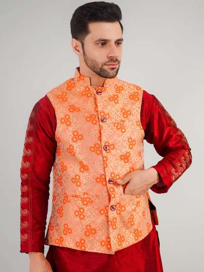 Valencia Fashion Woven Design Nehru Jacket