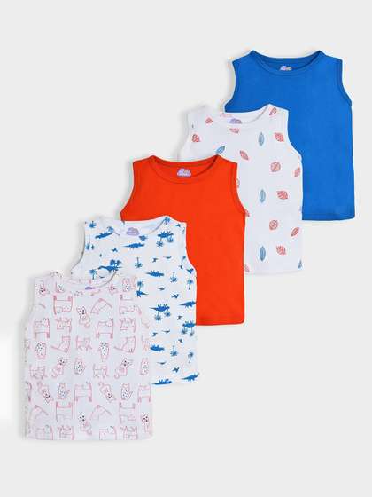 MiArcus Unisex Kids Pack Of 5 Floral Printed Round Neck Cotton T-Shirts