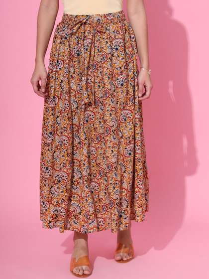 KALINI Printed Flared Maxi Skirts