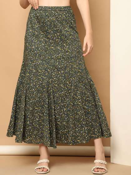 Purple State Printed Midi Flared Skirts