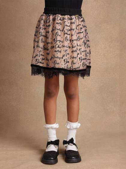 One Friday Girls Printed
                    Flared Above Knee Skirts