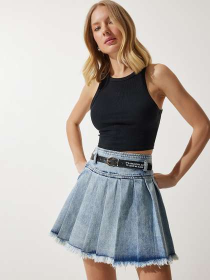 Happiness istanbul Pure Cotton Flared Mini Skirts