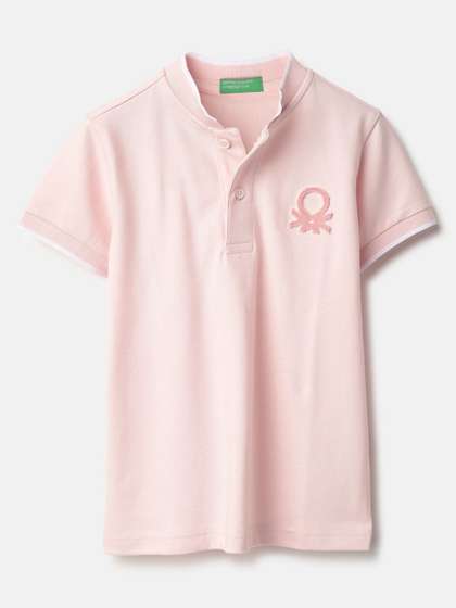 United Colors of Benetton Boys Solid High Neck Cotton T-shirt