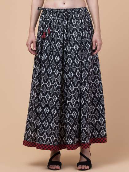 Hive91 Printed Flared Maxi Skirts