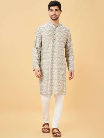 indus route by Pantaloons Mandarin Collar Straight Kurta