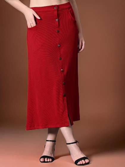 Myshka Ribbed A-Line Midi Skirts