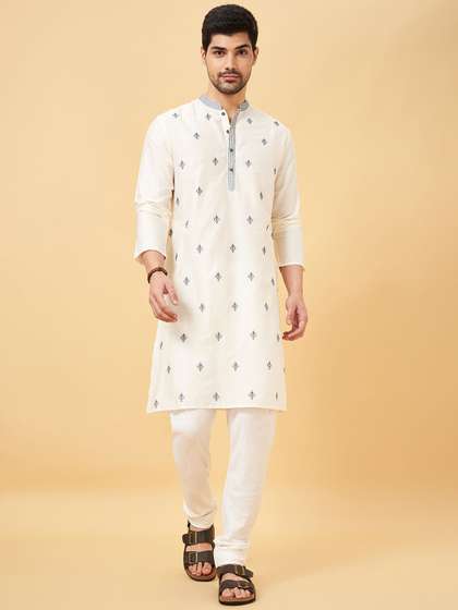 indus route by Pantaloons Thread Work Straight Kurta