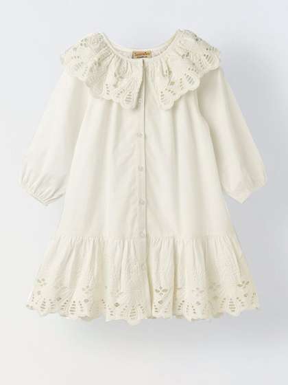 SPUNKIES Puff Sleeve
                    Drop-Waist Dress