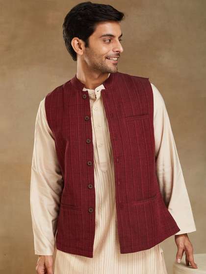 Fabindia Men Solid Nehru Jacket