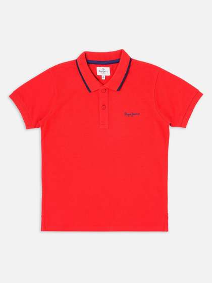 Pepe Jeans Boys Solid
                    Polo Collar Cotton T-shirt