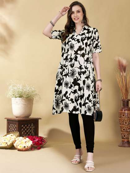 Anouk Rustic Floral Printed A-Line Kurta