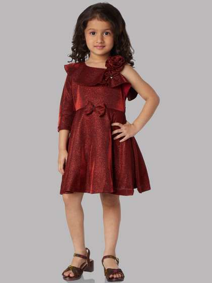 Peppermint Girls One
                    Shoulder Net Fit and Flare Dress