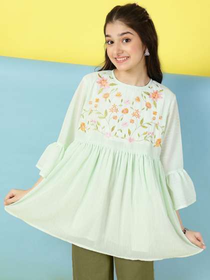 BAESD Floral Embroidered
                    Georgette Top