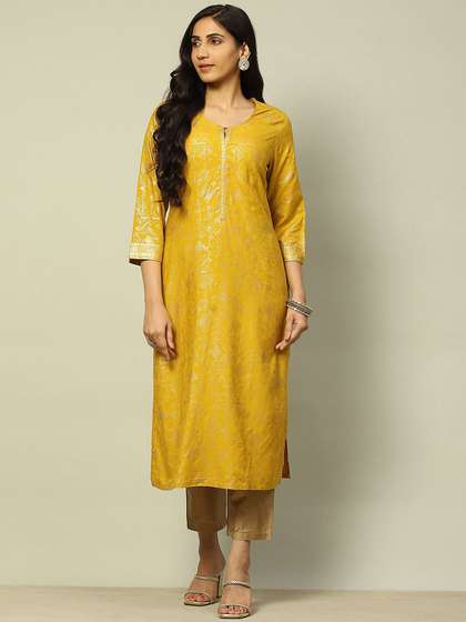 Rangriti Ethnic Motifs Woven Design Straight Kurta