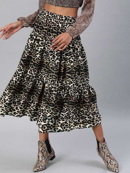 Sera Printed Flared Midi Skirts