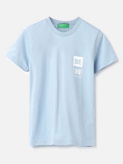 United Colors of Benetton Boys Solid Round Neck Pure Cotton T-Shirt