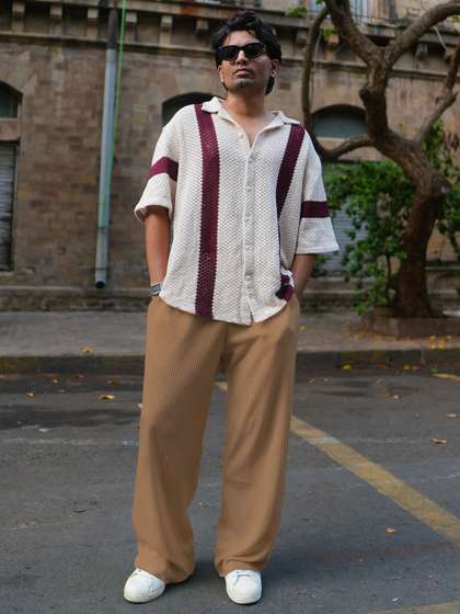 Powerlook Men Waffle
                        Loose Fit Trousers