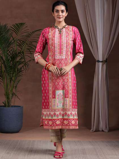Libas Printed Straight Crepe Kurta