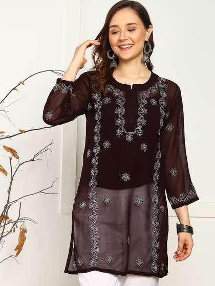 VAHSON Ethnic Motifs Embroidered Chikankari Chikankari Kurti