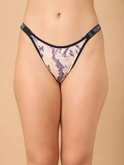 PrettyCat Rhinestone
                        Printed Low Rise Thong Briefs
