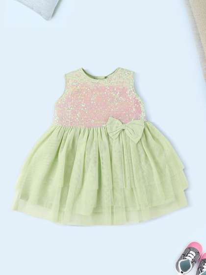 Nauti Nati Girls Net
                      Sequined Fit & Flare Dress with Bow Detail