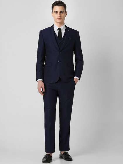 Van Heusen Men
                          Textured Slim-Fit Single-Breasted Three-Piece
                          Formal Suit