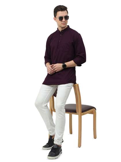 MIRAAN Men Cotton Short Kurta