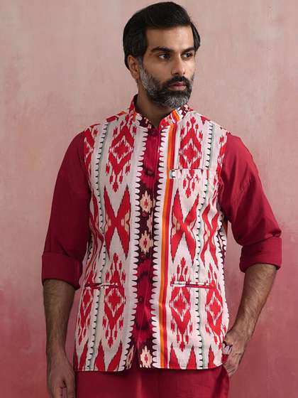 trueBrowns Printed Woven Nehru Jacket