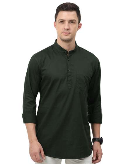 MIRAAN Men Cotton Short Kurta
