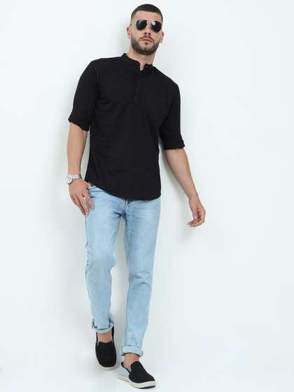 MIRAAN Men Cotton Short Kurta
