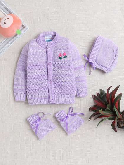 BUMZEE Girls Front-Open
                    Sweater With Cap & Socks