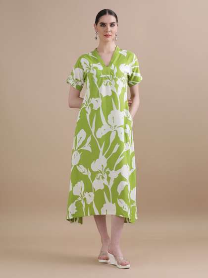 BLACK & BLAH BLAH Women A-Line Ethnic Dress