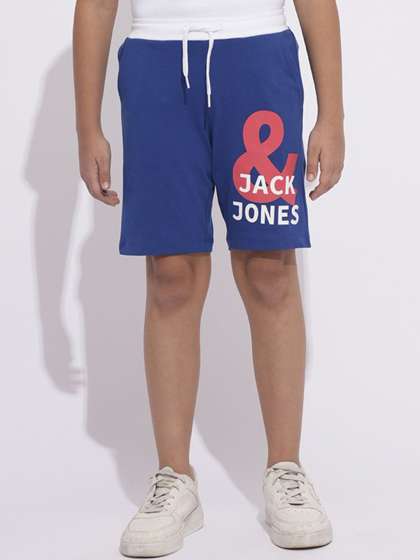 Jack & Jones Junior Boys Cotton Mid-Rise Typography Printed Shorts