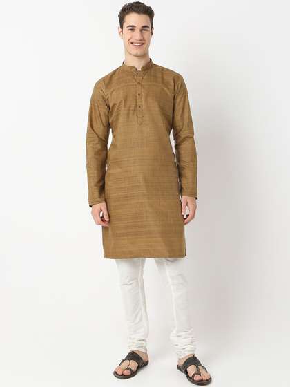 BELLAZO Mandarin Collar Cotton Silk Straight Kurta