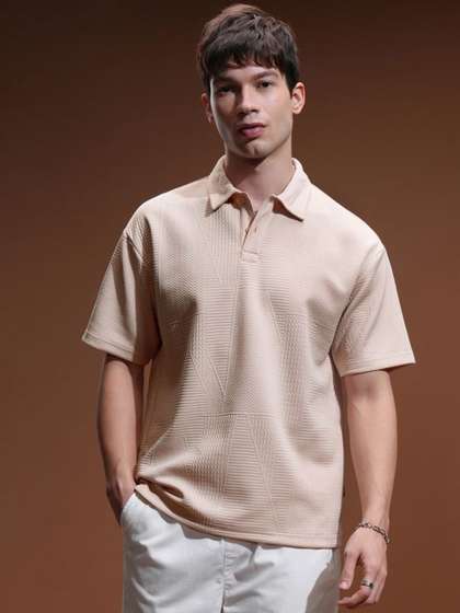 HIGHLANDER Men Self Design Polo T-shirt
