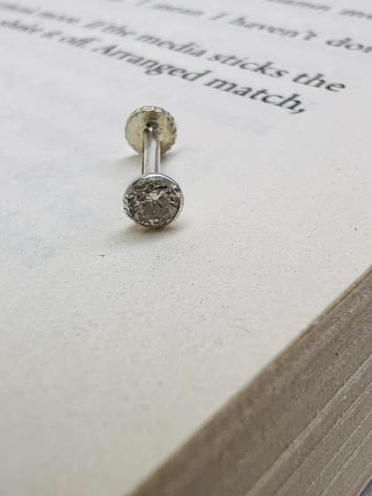 Arte Jewels
                          Sterling Silver Plated Cubic Zirconia Oxidised
                          Stud Nosepin