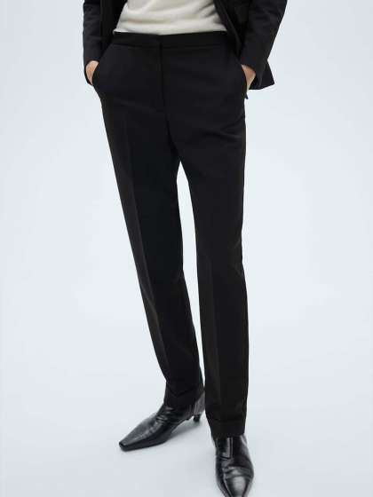 MANGO Women Mid-Rise Straight Fit Formal Chinos