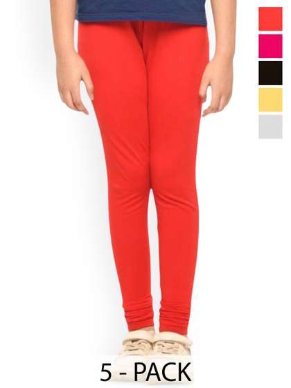 Tik Tok WEARS Girls Pack
                    Of 5 Mid-Rise Churidar Length Leggings