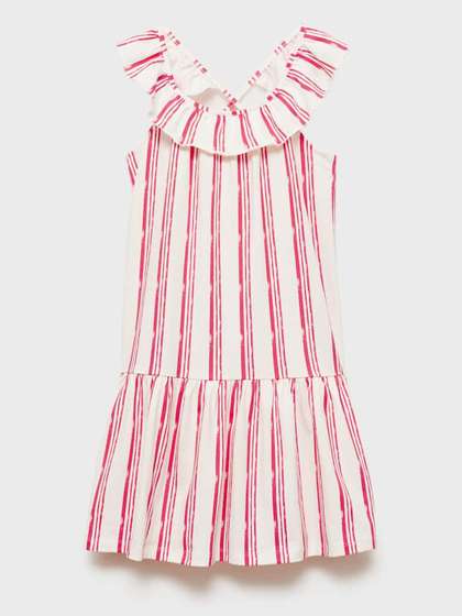 Mango Kids Girls Striped
                    Pure Cotton Drop-Waist Dress