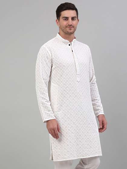 Jompers Men Geometric Embroidered Kurta