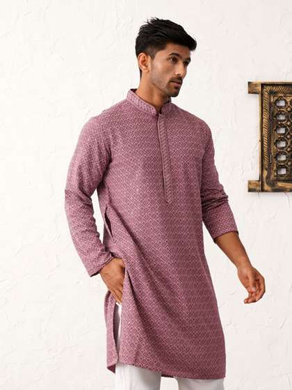 Jompers Men Geometric Embroidered Kurta