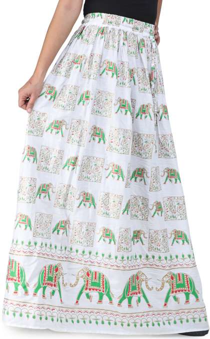 Exotic India Printed Cotton Maxi Skirts