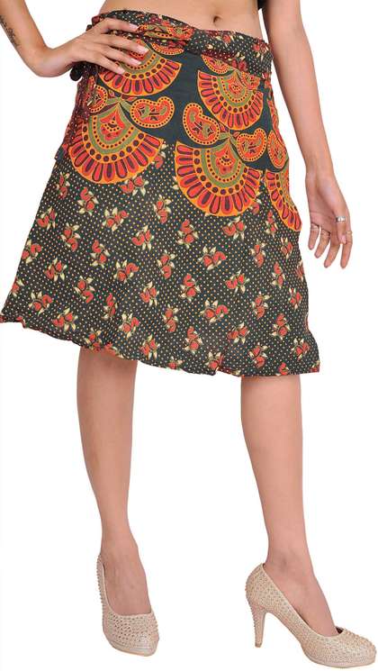 Exotic India Wrap Knee Length Skirts