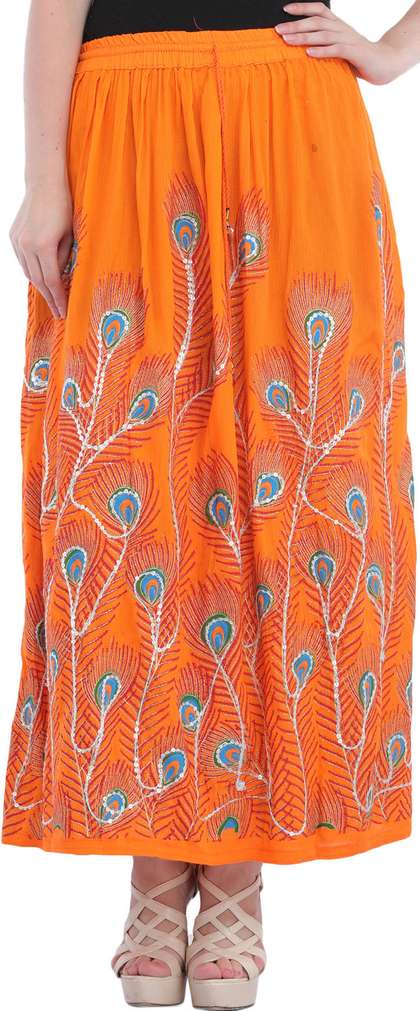 Exotic India Printed A-Line Maxi Skirts
