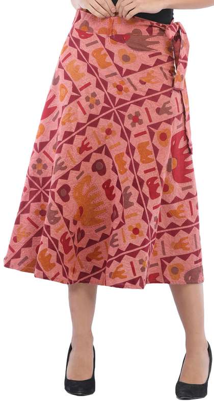 Exotic India Printed Wrap Midi Skirts