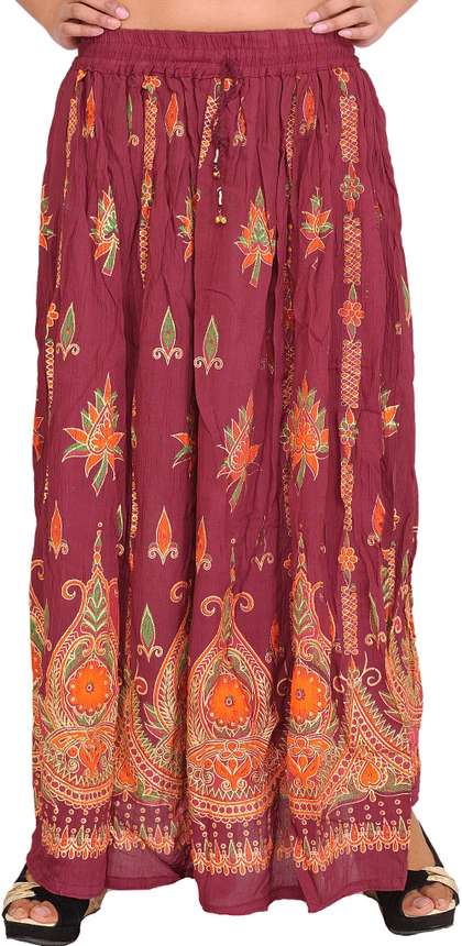 Exotic India Printed A-Line Maxi Skirts
